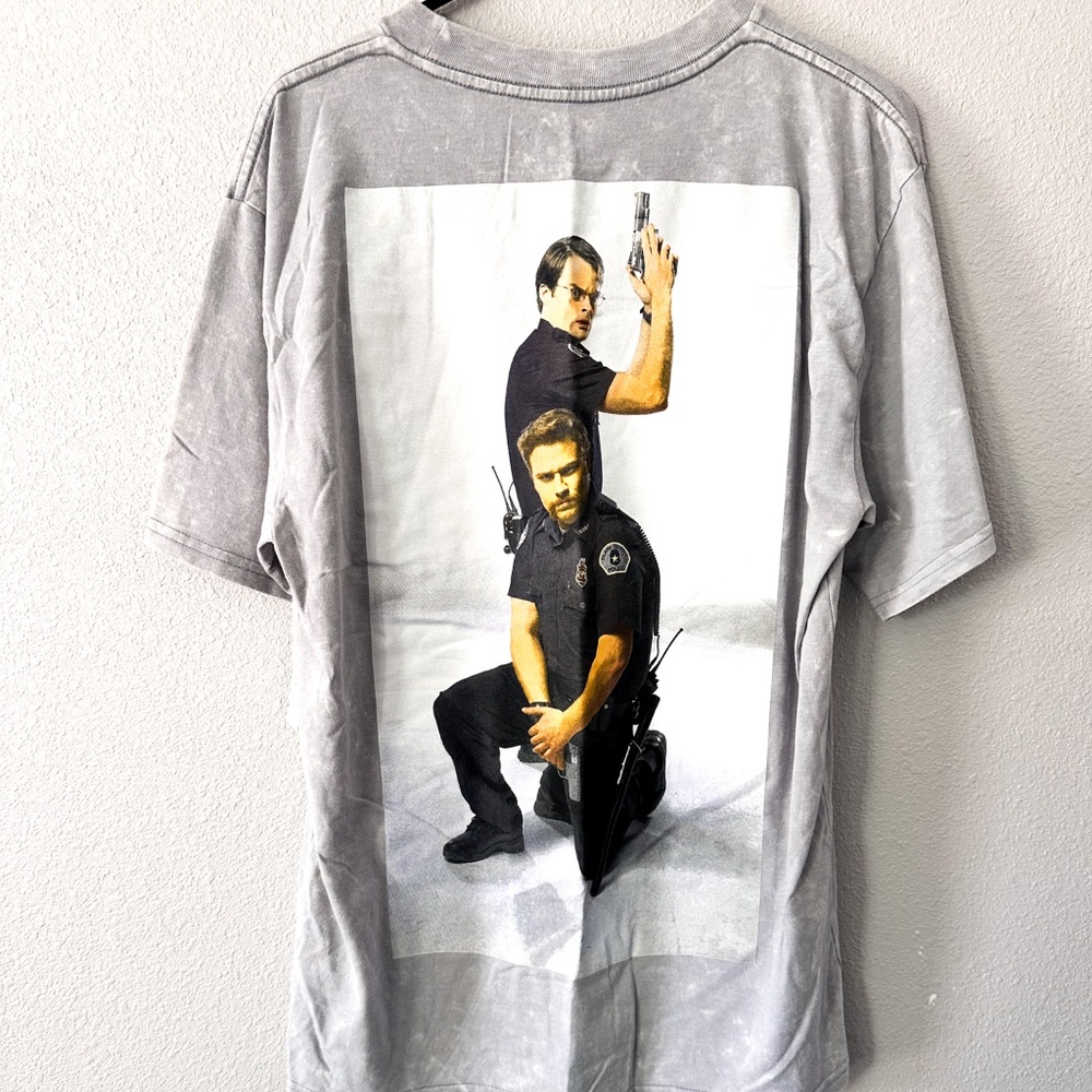 NEW Superbad Movie Cops Gray T-shirt Men's Medium 100% Cotton Loose Fit